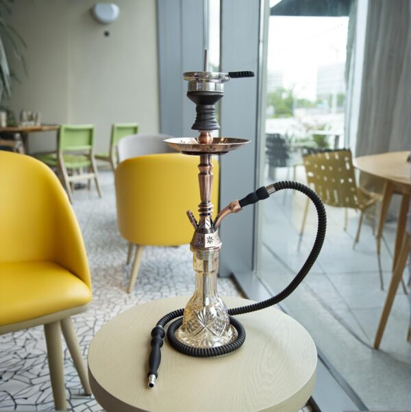 Hookah Set 25" Egyptian Style Hookah Complete Set with Everything, Shisha Accessories Includes Glass Vase, Clay Bowl, Leather Hookah Hose, Antique Bronze - Image 6