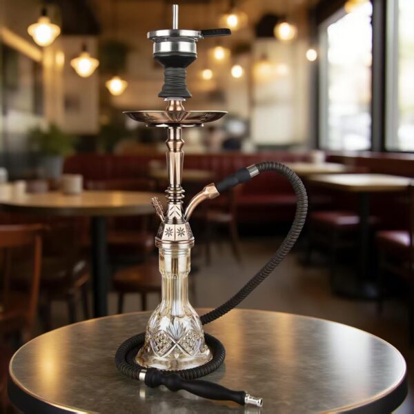 Hookah Set 25" Egyptian Style Hookah Complete Set with Everything, Shisha Accessories Includes Glass Vase, Clay Bowl, Leather Hookah Hose, Antique Bronze - Image 7