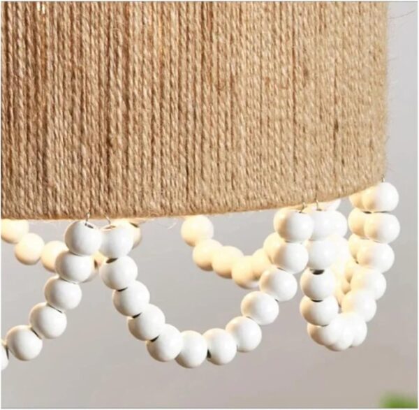 Japanese Wooden Beads Hemp Rope Pendant Light Restaurant Living Room Home Decoration Bedroom Chandelier, Contemporary - Image 7