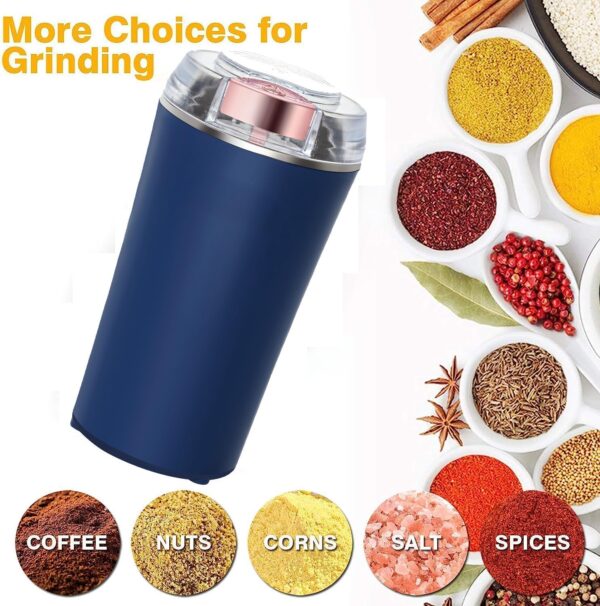 Electric Herb Grinder 200W Powerful Fast Grinding for Dry Spices Flower Buds with Brush, Easy On/Off One-Touch Push Button Powder Grinder Perfect For Herbs, Spices, Nuts, Grains and Coffee Beans - Image 2