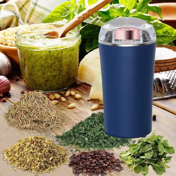 Electric Herb Grinder 200W Powerful Fast Grinding for Dry Spices Flower Buds with Brush, Easy On/Off One-Touch Push Button Powder Grinder Perfect For Herbs, Spices, Nuts, Grains and Coffee Beans - Image 3