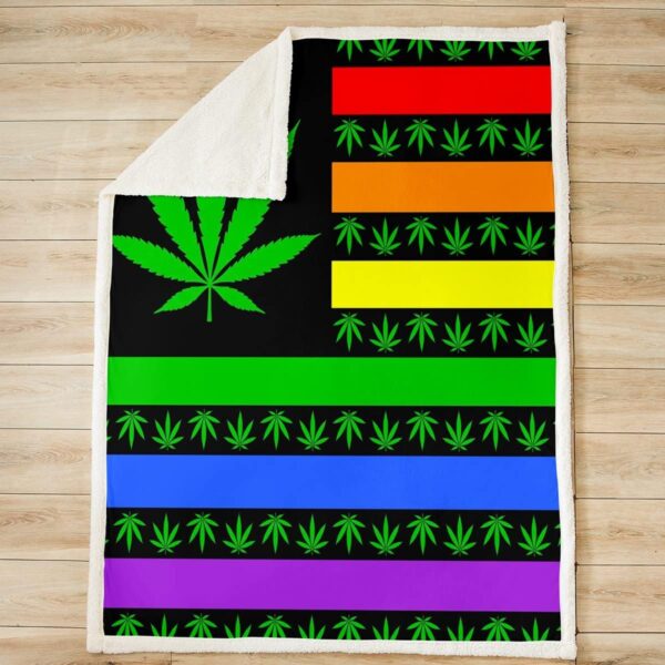 Cannabis Leaf Bed Blanket American Flag Throw Blanket Lightweight Soft Cozy Luxury Colorful Hippie Fleece Blanket Trippy Leaves Flannel Blanket for Sofa Bedroom Office Travel All Season(Twin 60"x80") - Image 2