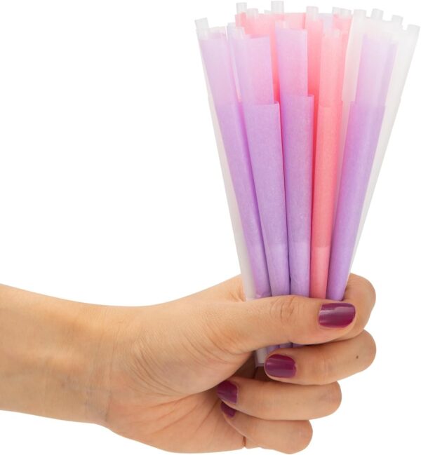 Pre Rolled Cones Rolling Paper | King Size | 50 Pack | Unbleached Natural Prerolls Cones Rolling Paper with Filter Tubes Pink/Purple/White Prerolled Cones - Image 5