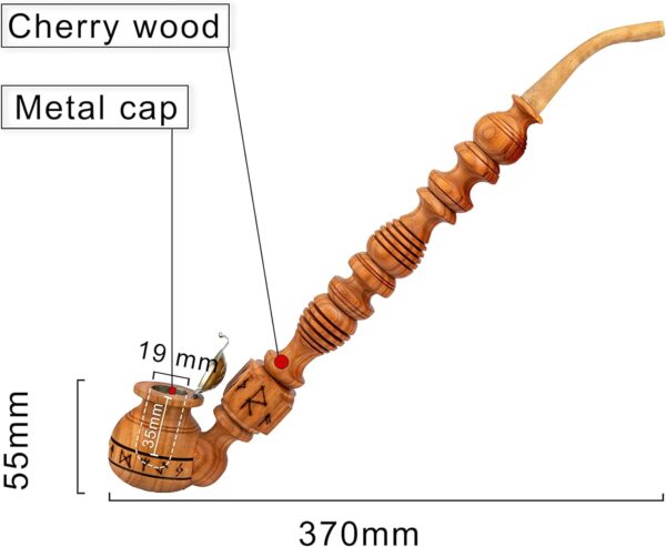Dr. Watson - Tobacco Pipe, Churchwarden shape, Handcrafted (Runes) - Image 2