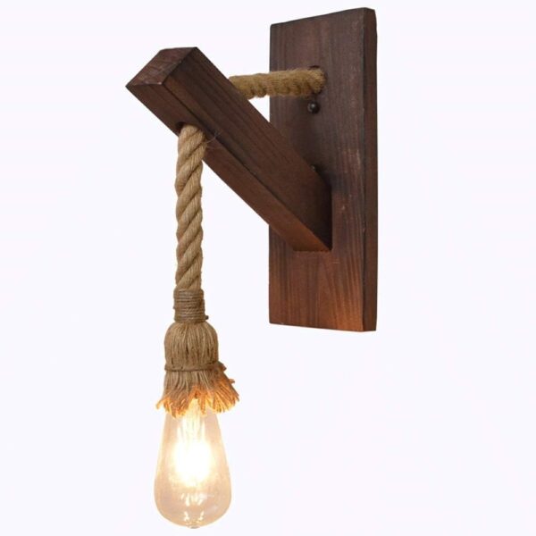 Industrial V-intage Loft Antique Single Head Wall Sconce Lamp Hand-Woven Hemp Rope Wall Light,Luxury - Image 2