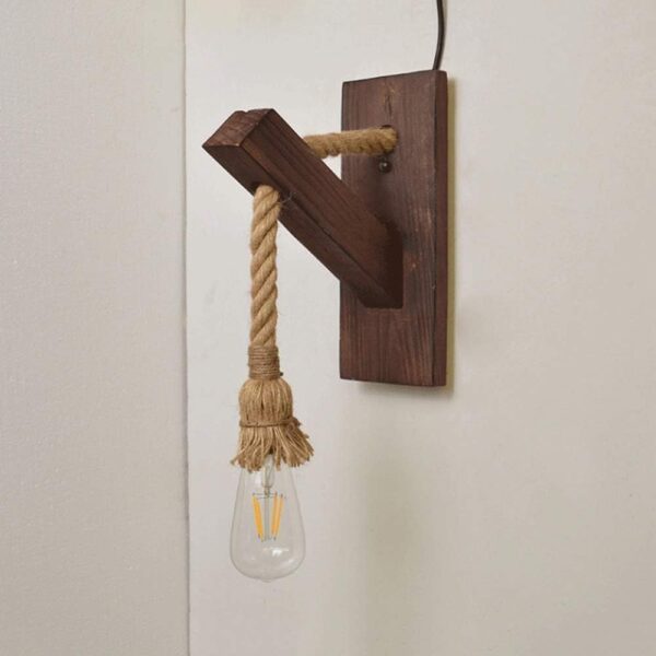 Industrial V-intage Loft Antique Single Head Wall Sconce Lamp Hand-Woven Hemp Rope Wall Light,Luxury - Image 3