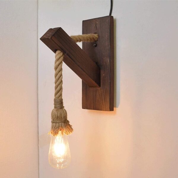 Industrial V-intage Loft Antique Single Head Wall Sconce Lamp Hand-Woven Hemp Rope Wall Light,Luxury - Image 4