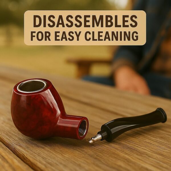 Premium Marbleized Tobacco Pipe - 5.67" (14,cm) – Perfect Durable Pipes for Smoking Tobacco and Enjoying Rich Tabacco Aromas (Red Marble Pattern) - Image 4