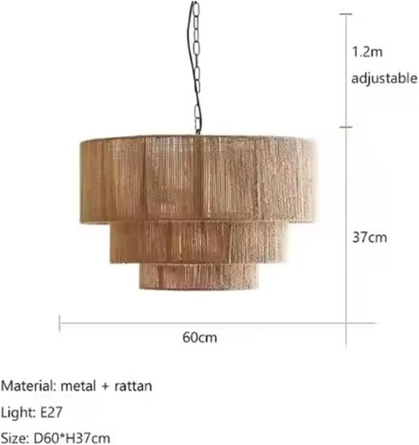 Lamp Hemp Rope Pendant Lights for Dining Room Aisle Bedroom Japanese, Luxury - Image 2