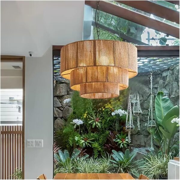 Lamp Hemp Rope Pendant Lights for Dining Room Aisle Bedroom Japanese, Luxury - Image 4