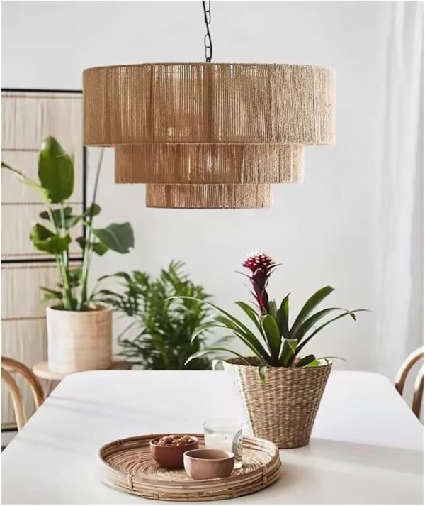 Lamp Hemp Rope Pendant Lights for Dining Room Aisle Bedroom Japanese, Luxury - Image 5