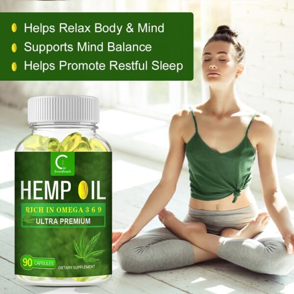 GPGP GreenPeople 100% Natural Hemp Oil Capsules - 180 Servings - Extra Strength Hemp Oil Extract for Stress, Sleep & Mood Support, Rich in Omega 3, 6, 9 - Image 3