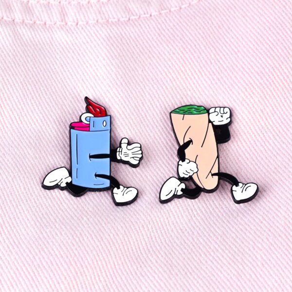 Set Of 2 Pcs Stoner Lapel Pin, Blunt And Lighter Pin Set, Funny Gift For Marijuana Lover 420 Stoner, 2 Pcs Weed Cannabis Brooches, Weed Smoker Badge Brooch, Smoking Marijuana Jewelry Accessories - Image 3