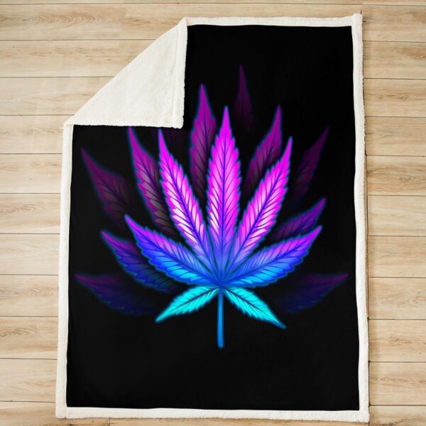 Cannabis Leaf Bed Blanket Purple and Blue Throw Blanket Lightweight Soft Cozy Luxury Marijuana Weed Fleece Blanket Trippy Boho Flannel Blanket for Sofa Bedroom Office Travel All Season(Twin 60"x80") - Image 2