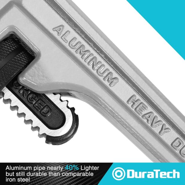 DURATECH 3-Piece Heavy Duty Aluminum Straight Pipe Wrench Set, 10", 14", 18", Adjustable Plumbing Wrench Set, Drop Forged, Exceed GGG standard - Image 4