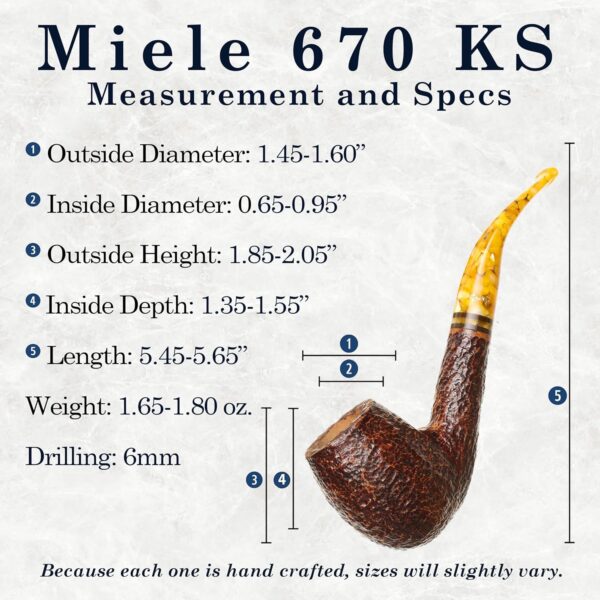 Savinelli Miele Series - Honeycomb Pattern Hand Crafted Wood Briar Pipe, Made in Italy, Rusticated Finish, 670 KS - Image 2