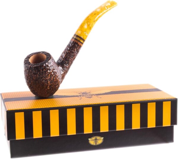 Savinelli Miele Series - Honeycomb Pattern Hand Crafted Wood Briar Pipe, Made in Italy, Rusticated Finish, 670 KS - Image 4