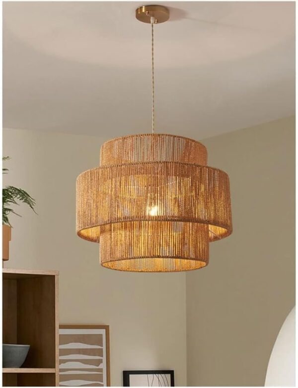 Bohemian Braided Coffee Shop Pendant Lamp - Modern Industrial Hemp Rope Decor Lighting with Farmhouse Chandeliers Lamp, Luxury - Image 2