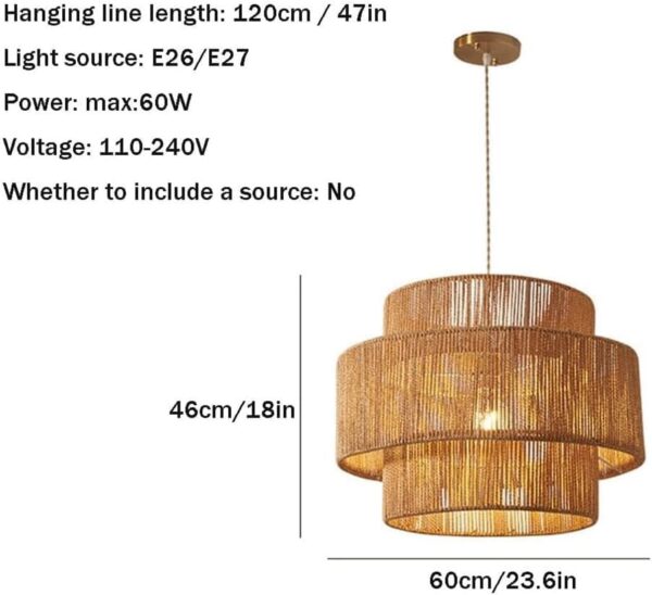 Bohemian Braided Coffee Shop Pendant Lamp - Modern Industrial Hemp Rope Decor Lighting with Farmhouse Chandeliers Lamp, Luxury - Image 5