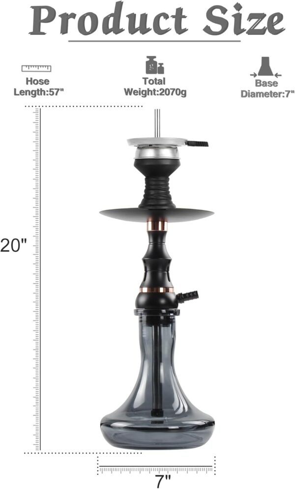 Hookah Set with Everything,with 1 Hose with Shisha Accessories (Black) - Image 2