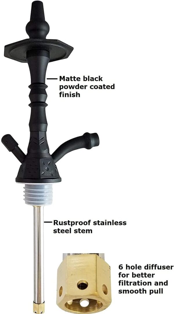 Black Hookah Complete Set 22" Pharaoh's Nysa Egyptian Style Hookah (Smoke) - Image 3