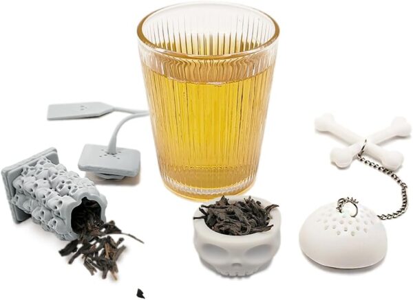 2pcs tea infuser, cute silicone tea infuser, loose tea leaf steeper, Creative design, easy to brew loose leaf tea, They are fun tea accessories for brewing tea(Skull + Tower) - Image 2