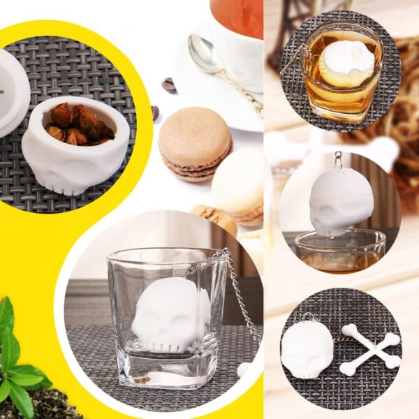 2pcs tea infuser, cute silicone tea infuser, loose tea leaf steeper, Creative design, easy to brew loose leaf tea, They are fun tea accessories for brewing tea(Skull + Tower) - Image 6