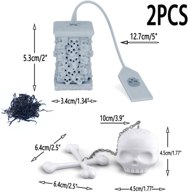 2pcs tea infuser, cute silicone tea infuser, loose tea leaf steeper, Creative design, easy to brew loose leaf tea, They are fun tea accessories for brewing tea(Skull + Tower) - Image 7