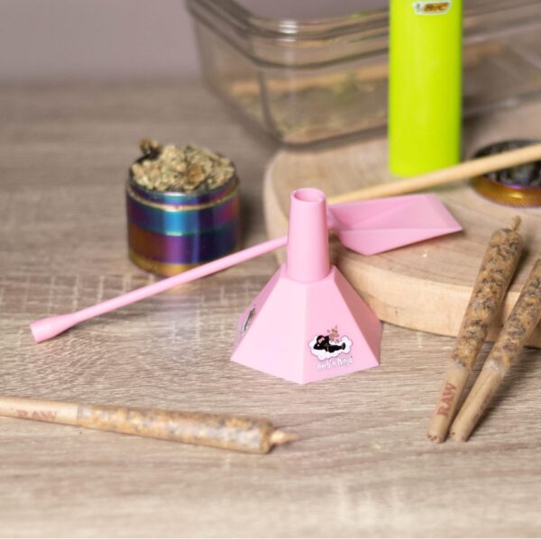 Herb’n Ninja Cone Loader for 1¼, King Size, and Large Cones | Easy Pre Roll Packing Tool with Funnel and Shovel | Fast, Clean, and Efficient Cone Filling Accessory (Pink) - Image 4