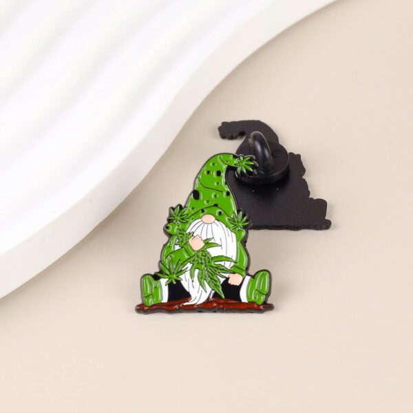 Stoner Gnome Enamel Pin, Marijuana Leaf Pin Brooch, 420 Friendly Gift For Weed Lover Cannabis Smoker, Stoner Life Lapel Badge, Pot Humor Brooches, Weed Garden Gnome Meme Accessories - Image 4