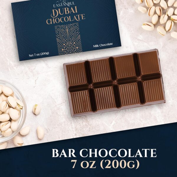 Eastanbul Dubai Chocolate Bar Pistachio, 7oz, Premium Belgium Chocolate, Pistachio Dubai Bar, Viral Candy with Shredded Phyllo Dough, Knafeh, Gift Box - Image 4