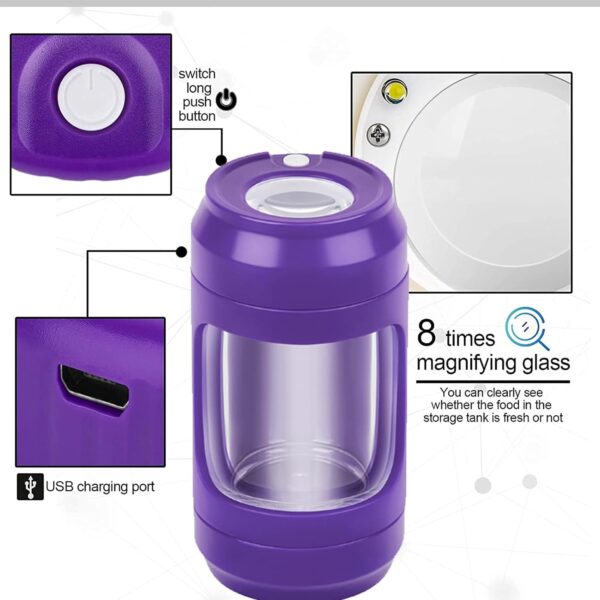 Herb Grinder Storage Jar with 8x Magnifying Lid, Light-Up Viewing, Fresh Keeping, and Portable Grinding (Red) - Image 3