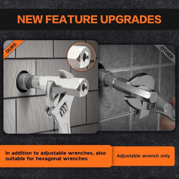 2025 Upgrade 3-Piece Internal Pipe Wrench Set, Pipe Nipple Extractor Set with Bottom Hex Notch, 3/8", 1/2" and 3/4" Pipe Capacity, Perfect for Allen Wrench Tools, Easy Internal Grip to Extract Nipples - Image 2