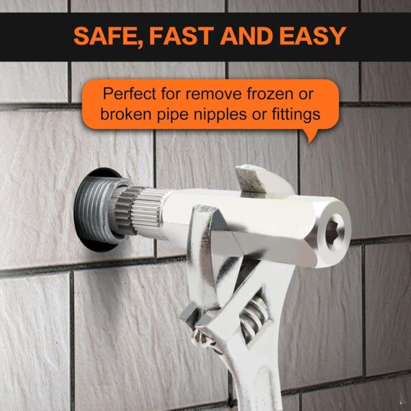 2025 Upgrade 3-Piece Internal Pipe Wrench Set, Pipe Nipple Extractor Set with Bottom Hex Notch, 3/8", 1/2" and 3/4" Pipe Capacity, Perfect for Allen Wrench Tools, Easy Internal Grip to Extract Nipples - Image 7