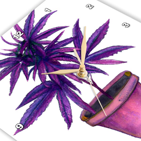 3dRose Wall Clock Silent - 13 inch - Purple Cannabis Plant - Cannabis - Image 2