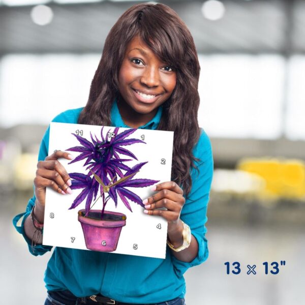 3dRose Wall Clock Silent - 13 inch - Purple Cannabis Plant - Cannabis - Image 4