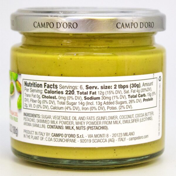 CAMPO D'ORO - Pistachio Butter Sweet Spreadable Cream, 6.3 oz (180g), Rich & Nutty for Knafeh Pistachio Dubai Chocolate Bars - Image 2