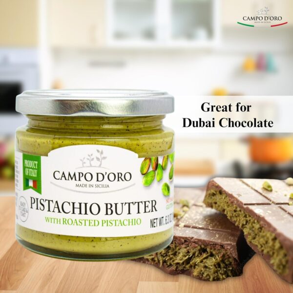 CAMPO D'ORO - Pistachio Butter Sweet Spreadable Cream, 6.3 oz (180g), Rich & Nutty for Knafeh Pistachio Dubai Chocolate Bars - Image 3