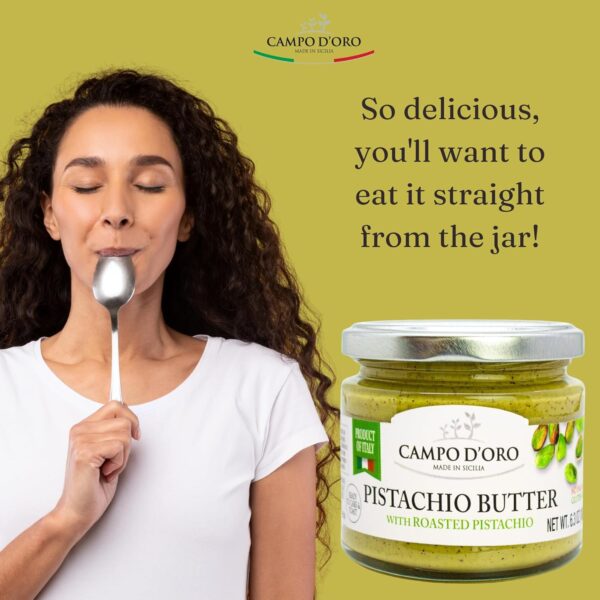 CAMPO D'ORO - Pistachio Butter Sweet Spreadable Cream, 6.3 oz (180g), Rich & Nutty for Knafeh Pistachio Dubai Chocolate Bars - Image 4