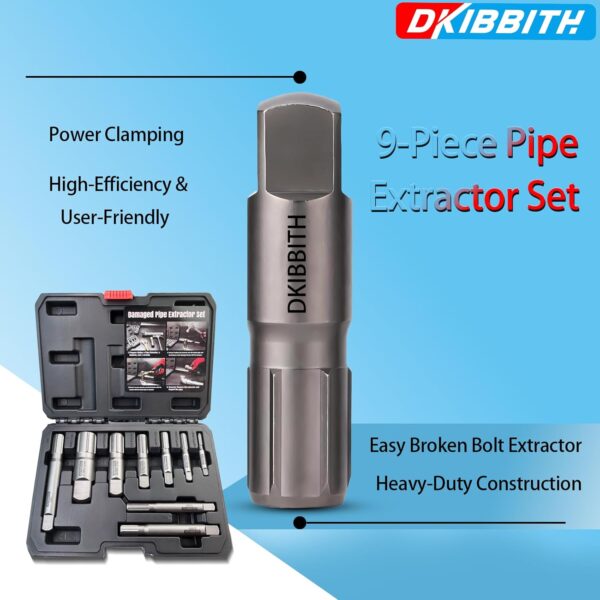 Pipe Extractor Set, 9-Piece Heavy Duty Steel Broken Pipe Extractors for Removing Damaged Threaded Pipes & Fittings from 1/8" to 1", with Durable Storage Case, Ideal Tools for Plumbers Mechanics DIY - Image 4