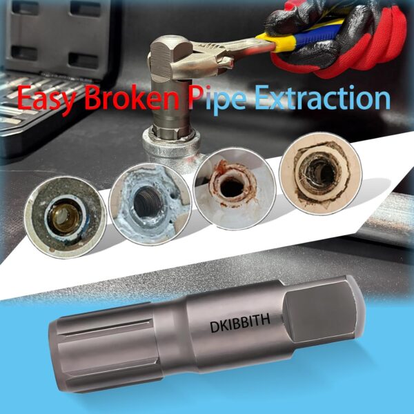 Pipe Extractor Set, 9-Piece Heavy Duty Steel Broken Pipe Extractors for Removing Damaged Threaded Pipes & Fittings from 1/8" to 1", with Durable Storage Case, Ideal Tools for Plumbers Mechanics DIY - Image 6