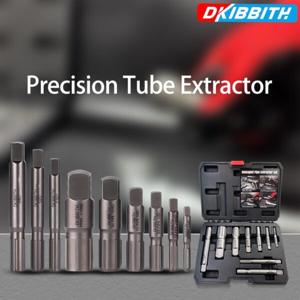 Pipe Extractor Set, 9-Piece Heavy Duty Steel Broken Pipe Extractors for Removing Damaged Threaded Pipes & Fittings from 1/8" to 1", with Durable Storage Case, Ideal Tools for Plumbers Mechanics DIY - Image 7
