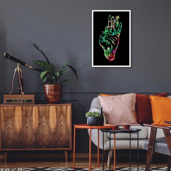 Bittiler Trendy Smoking Gesture Posters Hippie Trippy Stoner Pothead Weed Marijuana Art Neon Cool Colorful Blacklight Palm Smoke Psychedelic Prints For Home Bedroom Dorm Wall Decor 24x36in Unframed - Image 5
