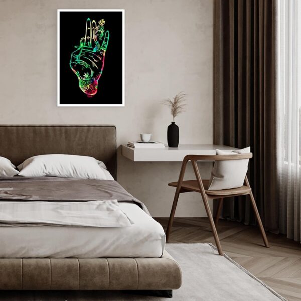 Bittiler Trendy Smoking Gesture Posters Hippie Trippy Stoner Pothead Weed Marijuana Art Neon Cool Colorful Blacklight Palm Smoke Psychedelic Prints For Home Bedroom Dorm Wall Decor 24x36in Unframed - Image 6