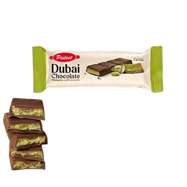 Dubai Kunafa Pistachio Chocolate Bars – Pack of 48 (27g Each) – Dubai Chocolate with Shredded Phyllo Dough – Freshly Made, 2.86 lbs – Ideal Gift for Holidays, Birthdays, Corporate Events & Celebrations - Image 3