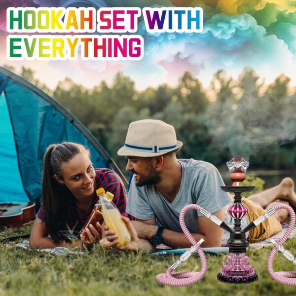 Travel Portable Hookah Set with Everything–Ideal for Social Gatherings、Road Trips、 Camping、Friend/Family Get-Togethers Includes 1 Hookah Bowl、2 Hookah Hoses、 20 Perforated Hookah Foils（purple） - Image 5