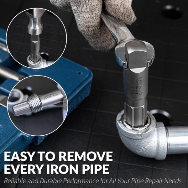 6 Piece Pipe Extractor Set, 1/8 PIPE to 1 inch Tough Steel Extractors for Broken Pipes, Pipe Easy Out Extractor Set Damaged Threaded Ends of Pipe, Pipe Plugs (6-Piece) - Image 3