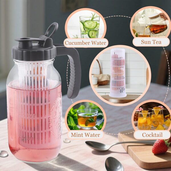 Fruit Infuser For 64 Oz Wide Mouth Mason Jar Pitcher Tea Infuser For 2 Quart Water Pitcher Food Grade Mesh Filter For Fruit Infused Water, Iced Tea, Lemonade, Mint Water, Cocktail, Cold Brew - Image 7