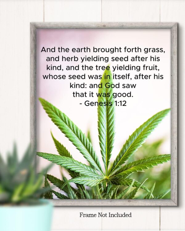 Genesis 1:12 - Medical Marijuana Wall Decor - Cannabis Gifts - Cannabis Decor - Herb Yielding Seed - Weed Plan Poster, Print, Canvas - 11x14 unframed print - Image 2