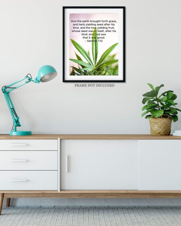 Genesis 1:12 - Medical Marijuana Wall Decor - Cannabis Gifts - Cannabis Decor - Herb Yielding Seed - Weed Plan Poster, Print, Canvas - 11x14 unframed print - Image 4